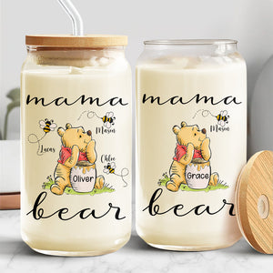 Custom Mama Bear With Baby Bee For Mother's Day Glass Can TH10 892587