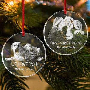 Custom Family Photo And Name Engraved Glass Ornament For Christmas TH10 894277