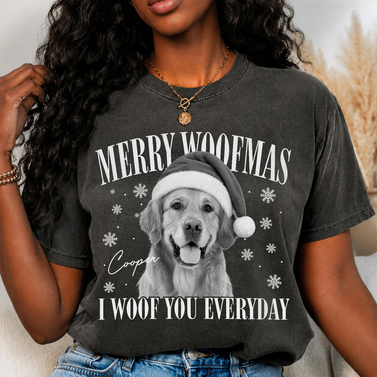 Custom Dog Photo Merry Woofmas Comfort Shirt - Gift For Christmas, Dog Lovers Gift HO82 903302