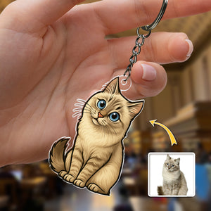 Custom Dog Cat Cartoon Photo Acrylic Keychain For Dog Lovers Cat Lovers CH07 896446