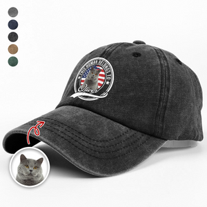 Custom Photo Human Belongs To Cat Washed Denim Baseball Cap HA75 897230