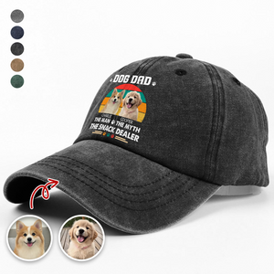 Custom Photo Dog Dad The Man The Myth The Snack Dealer - Personalized Washed Denim Baseball Cap CH07 896470