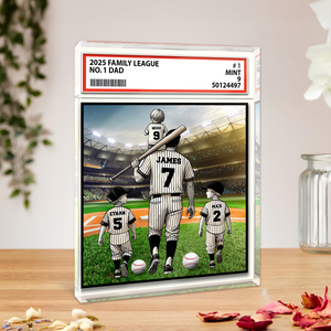 Baseball No. 1 Dad Grandpa Man & Kids Trading Card Style Acrylic Block Plaque Personalized Gift For Father's Day HO82 893980