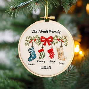 Personalized Family Stocking Embroidery Hoop Ornament TH10 896741