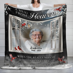 Custom Dad Mom Photo A Hug From Heaven Memorial Blanket CH07 896458
