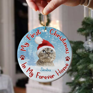 Custom Cat Photo My First Christmas In My Forever Home Christmas Ceramic Ornament CH07 896598