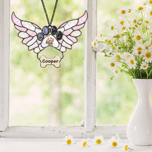 Custom Photo Pet Memorial With Angel Wings and Paw Print Suncatcher TH10 898115