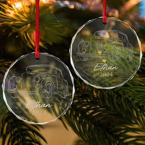 Custom Car Photo Christmas Engraved Glass Ornament TH10 894333