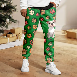 Personalized Dog With Paw 3D Effect Sweatpants For Christmas TH10 896623