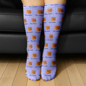 Custom Pet Portrait Socks – Personalized Dog/Cat/Person Photo & Name Gift TH10 896681