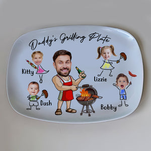 Custom Funny Face Daddy's Grilling Plate Platter Father's Day Gift CH07 895866