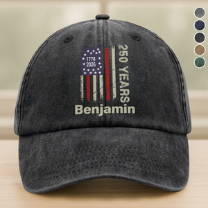 Custom Name America 250 Washed Denim Baseball Cap TH10 896553