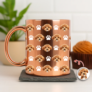 Custom Photo With Pattern Metallic Mug Gift for Dog Lovers HO82 900564