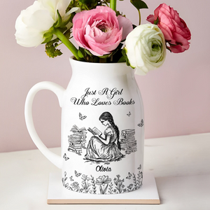 Personalized A Girl Who Loves Books Toile De Jouy Vase LM32 893967