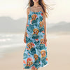 Custom Dog Photo Hawaiian Style Women's V-Neck Cami Maxi Dress For Summer Beach Holiday HO82 893590