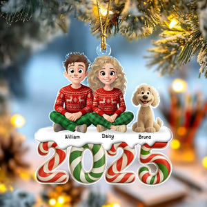 You & Me And The Dog Our Kind Of Merry Acrylic Ornament Personalized Gift For Christmas HO82 900118