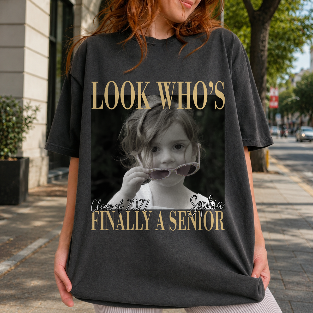 Custom Vintage Photo Look Who's Finally A Senior Class of 2027 Comfort Shirt CH07 180300