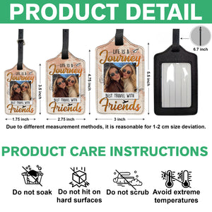 Custom Photo Best Traveled With Friends Personalized Luggage Tag Holiday Vacation Gift, Gift For Best Friends, BFF HA75 892666