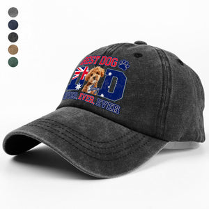 Custom Photo Best Dog Mom Dad Ever Ever Ever With Australian Flag Washed Denim Baseball Cap Gift For Dad, Birthday Gifts HO82 894384