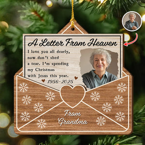 Custom Photo A Letter From Heaven - Personalized 2-Layered Wooden Ornament CH07 895708