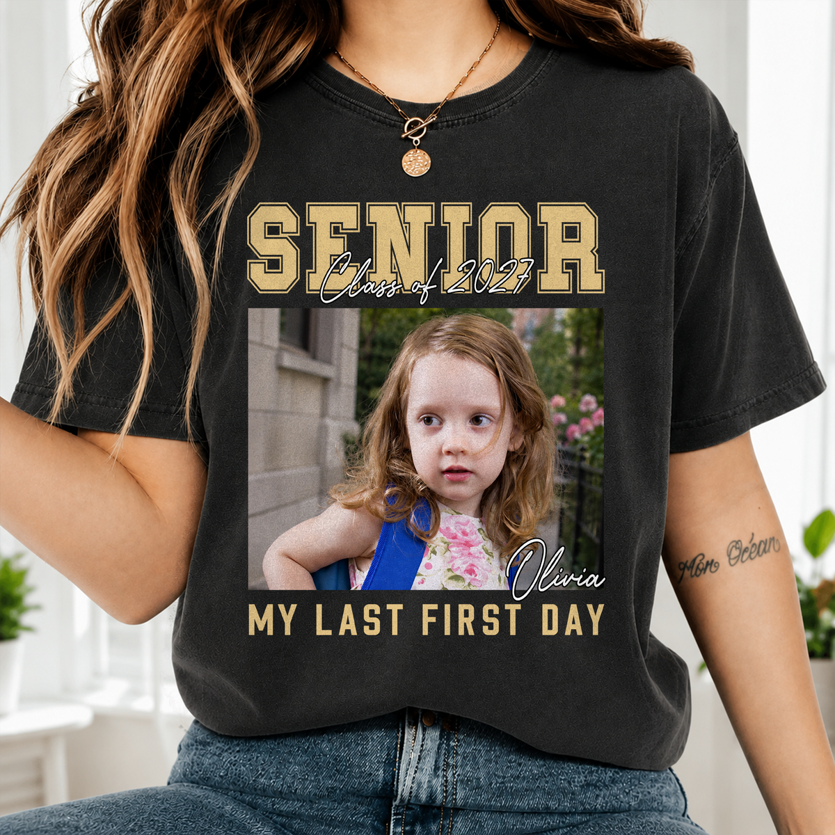 Custom Photo Senior 2027 My Last First Day Comfort Shirt CH07 180306