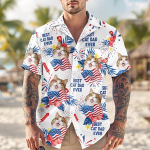 Custom Dog Cat Photo Personalized Patriotic Tropical Hawaiian Shirt 4th Of July Gift CH07 895688