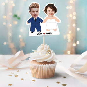Custom Photo Face Wedding Couple Decoration Cupcake Toppers HA75 892222