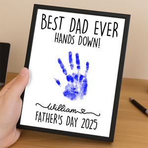 Personalized DIY Handprint Sign - Best Dad Ever Sign Wooden Plaque With Stand TH10 892983