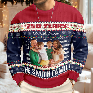 Custom Family Photo 250 Years USA 250th Birthday 1776 - 2026 Ugly Sweater LM32 897141