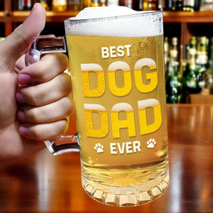 Custom Photo Best Dog Dad Ever Dog Father Print Glass Beer Mug HO82 893682