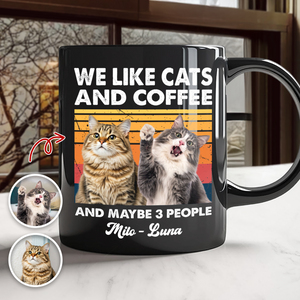 Custom Photo I Like Cats And Coffee Personalized Black Mug Gift For Cat Lovers LM32 895035