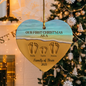 Our First Christmas As A Family Heart Shaped Ceramic Ornament HA75 897474
