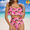 Custom Photo Tropical Ruffle Bikini Swimsuit Gift for Women LM32 899865