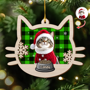 Custom Photo Meowy Christmas 2 Layer Wooden Ornament LM32 895783
