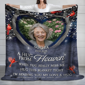 Personalized A Hug From Heaven Custom Photo Memorial Blanket CH07 896454