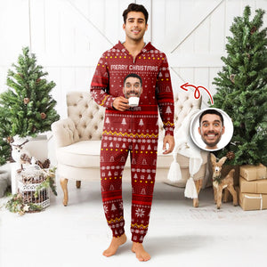 Custom Portrait Photo Merry Christmas Onesie Pajamas HO82 900640