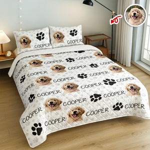 Custom Photo And Name On Quilt Bedding Set For Dog Lover TH10 896665