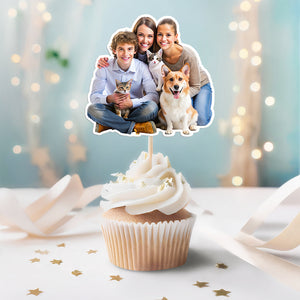 Custom Photo Family With Dog Cat Cupcake Toppers HO82 893640