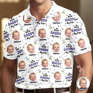Personalized Best Dad By Par Stick Figures Kid Polo Shirt Gift For Golfer, Golf Lovers HO82 900818