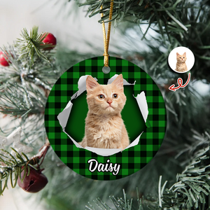 Custom Photo Cat Ceramic Ornament Christmas Gift For Cat Lovers HA75 897454