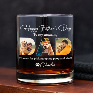 Custom Photo Happy Father's Day To My Amazing Dad Whiskey Glass Dog Lovers Gift CH07 895902