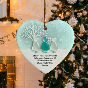 Personalized 2D Friendship Sea Glass Heart Ceramic Ornament, Best Friend Christmas Gift CH07 899864