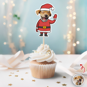 Custom Funny Dog Photo Christmas Cupcake Toppers Xmas Decor TH10 894767