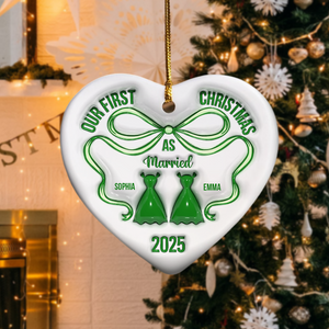 Mr And Mrs Blue - Personalized 3D Inflated Effect Heart Shaped Ceramic Ornament LM32 895379