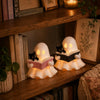 3D Reading Ghost Figurine with Black Cat, LED Tealight Halloween Decor LM32 670039
