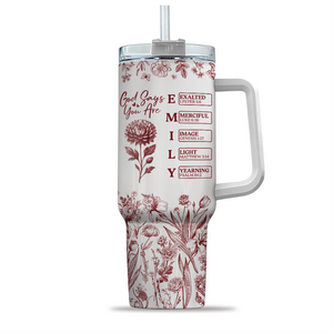 God Says I Am Name Letter In Bible Toile De Jouy Style - Personalized 40oz Tumbler HO82 894666