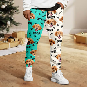 Custom Dog Face Photo Color Split Sweatpants Gift For Christmas HO82 900386