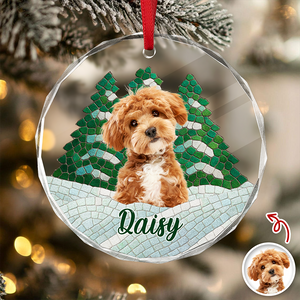 Custom Photo Dog Mosaic Style Glass Ornament Christmas Gift LM32 895047