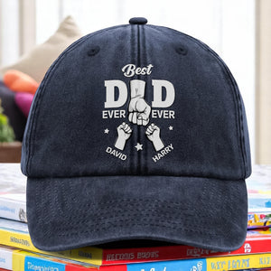Personalized Cap - Best Dad Ever Ever Washed Denim Baseball Cap HA75 892476