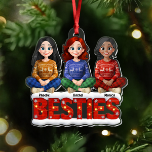 Snowy Brick Wall Besties Sisters Personalized Gift For Christmas Acrylic Ornament LM32 895947